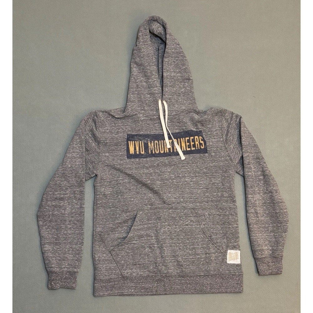 Retro Brand West Virginia‎ WVU Mountaineers Gray Heather Hoodie Sweatshirt Men S